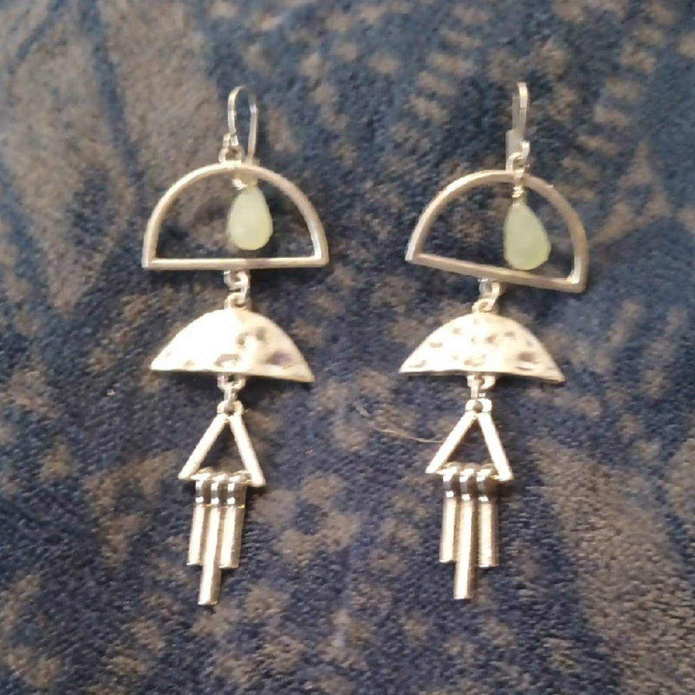 Silver Geometric Dangle Earrings